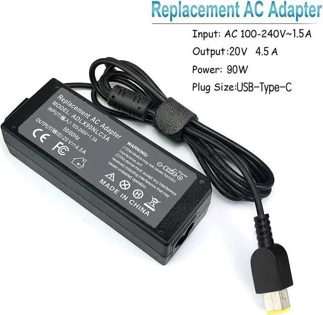 Alt view image 2 of 7 - 90W 20V 4.5A USB Laptop Charger for Lenovo TkinPad X1 X240 X250 X270 Carbon T440 T470 T450S E431 Ideapad S210 S500 S510p U430 U430p U530 Touch G500 G500s 20263 Adapter Power Supply Cord