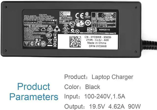 Alt view image 2 of 6 - JUYOON 90W OptiPlex Micro Charger Power Cord for dell OptiPlex 7060 5060 7070 5070 dell Inspiron 15 7590 7790 7500 17 7706 15 7501 7506 (4.5 * 3.0mm)