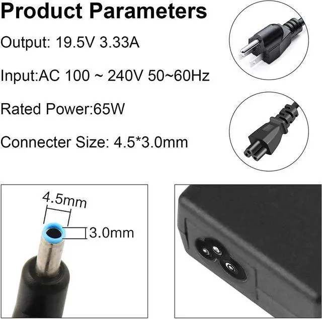 Alt view image 3 of 7 - AC Adapter for HP TPN-C126 741727-001 740015-002 HSTNN-CA40 7400015-001 740015-003 Power Cord