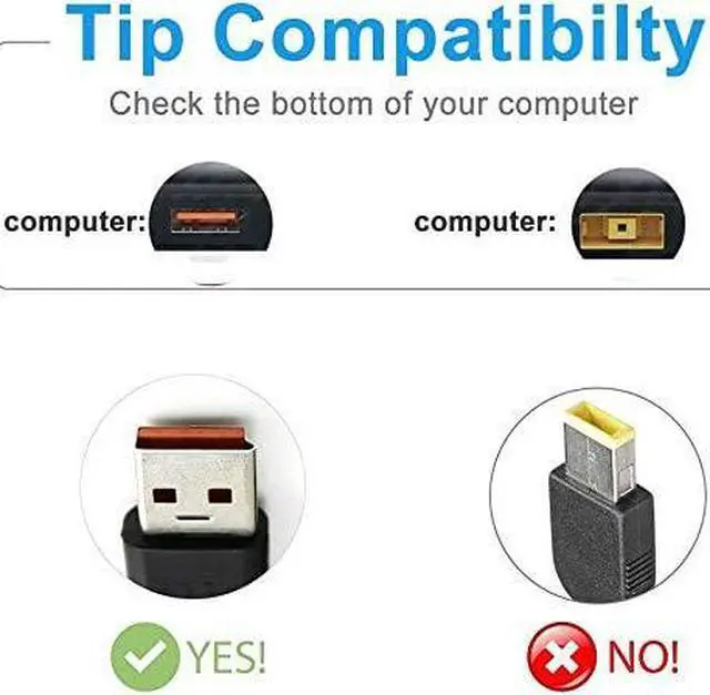 Alt view image 3 of 4 - 65W AC Charger Fit for Len Yoga 900 3 4 Pro 900-13ISK 900-13ISK2 900-13 900-131SK Yoga 700 11 Yoga 700 14 Yoga 3 14 1470 Ideapad 700s Miix 700 Laptop Power Supply Adapter Cord