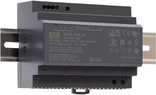 Alt view image 3 of 7 - MW HDR-150W-12/15/24/48VDC Mean Well 150W Step Rail Type New Switching Power Supply (HDR-150-24)