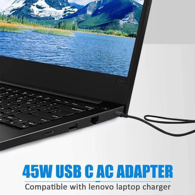 Alt view image 4 of 4 - USB Type C AC Adapter Compatible for 45W Yoga 910-13,Yoga C630, 4X20M26252,Yoga 720-13,Chromebook S330 and C330, GX20N20876 Adapter Power Supply Cord by HXHTEC