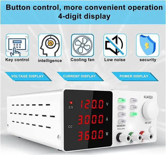 Alt view image 4 of 6 - YKQJS-YQ benchtop Power Supply 7 Modes 120-V 3A Adjustable Power Supply Bench Mini Digital Power Bench Source Switching DC Lab Power Supplies Input 220-V 50Hz DC Voltage Regulator (Color : 120V3A E)