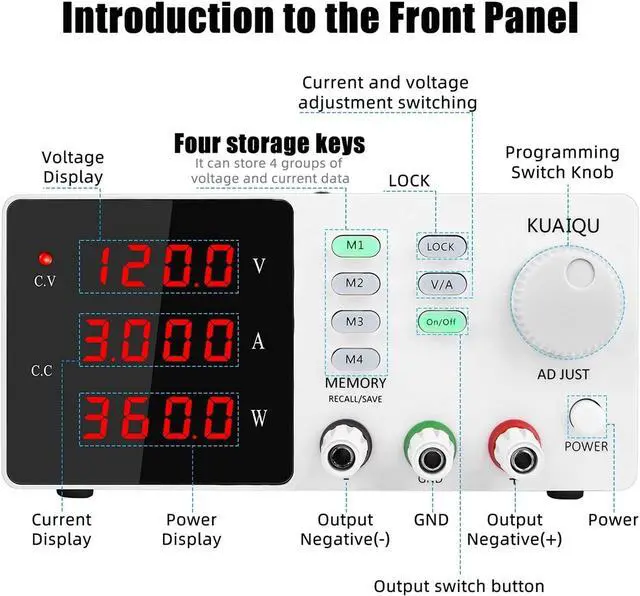 Alt view image 5 of 6 - YKQJS-YQ benchtop Power Supply 7 Modes 120-V 3A Adjustable Power Supply Bench Mini Digital Power Bench Source Switching DC Lab Power Supplies Input 220-V 50Hz DC Voltage Regulator (Color : 120V3A E)