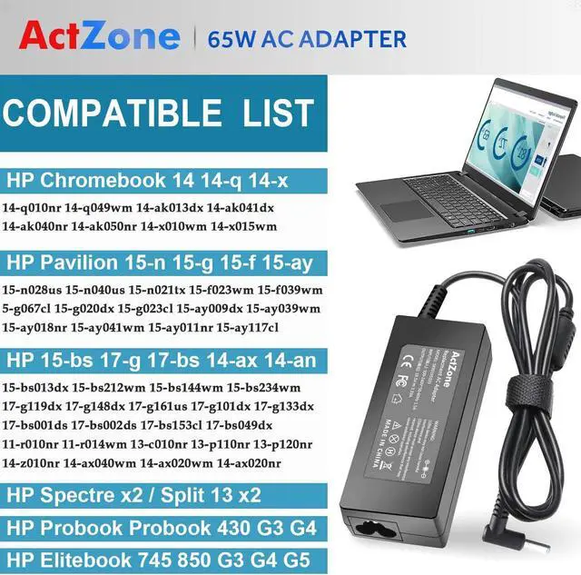 Alt view image 5 of 7 - 65W 45W 19.5V Laptop Charger for HP Elitebook 820 G3 G4 830 G5 840 G3 G4 G5 850 G4 G5 Pavilion 15 15-f272wm 15-f233wm 15-f272wm 15-bs234wm 15-bs113dx 15-af131dx 213349-009 710412-001 Laptop Power Cord