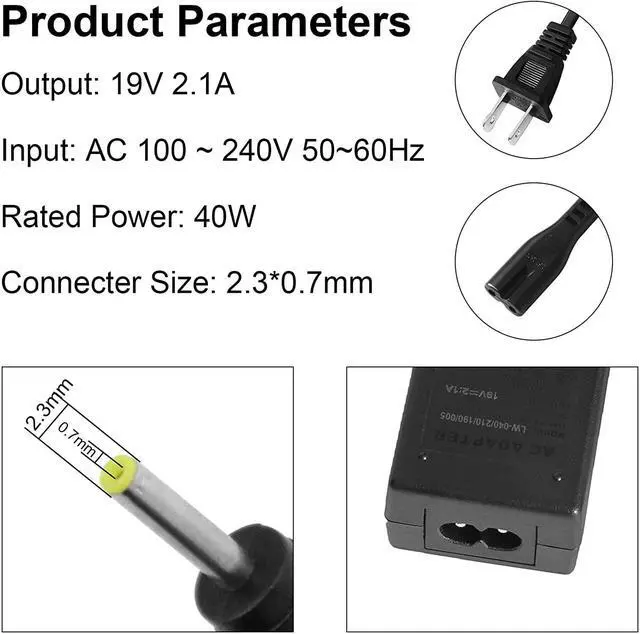 Alt view image 3 of 6 - Fancy Buying? AC Adapter Power Charger for Asus Eee PC 1215N 1215P 1215T 1225C 1225B 1005P 1016P X101 X101C X101CH X101H 1008P 1101HA 1215N ADP-40PH AB PA-1400-11 2.1A 40W