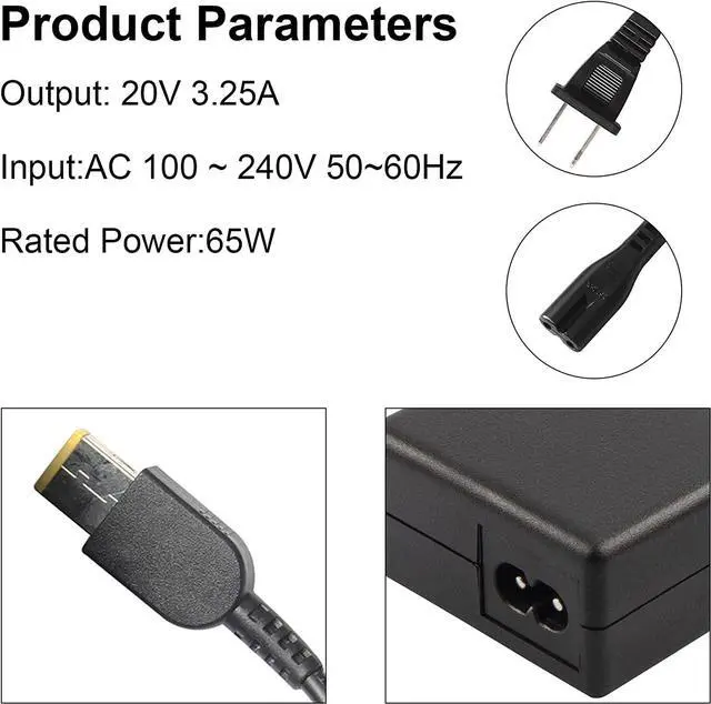 Alt view image 2 of 7 - Laptop Charger for Lenovo ThinkPad T450 T450s W550s X1 Carbon; IdeaPad Yoga 2 Pro 11 11e 13; Flex 2 3 11 15 15D 14 10; Chromebook N20 N20p Slim-Tip Power Supply Cord 65W 20V 3.25A