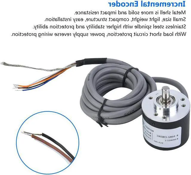 Alt view image 6 of 7 - Incremental Encoder, Outer Diameter 38mm Encoder Cable Length 2m ASIC Devices Anti- Interference for Power Supply Reverse Wiring Protection Conversion(3600P/R)