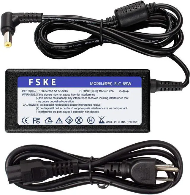 Alt view image 2 of 7 - FSKE 65W 19V 3.42A Laptop Charger for ACER Aspire E15 E13 E14 E1-571 E1-572 E5-571 F5-571 ES1-512 ES1-531 V3-571 Notebook PC Power Cord Supply Computer Charger Portable AC Adapter, 5.5x1.7mm