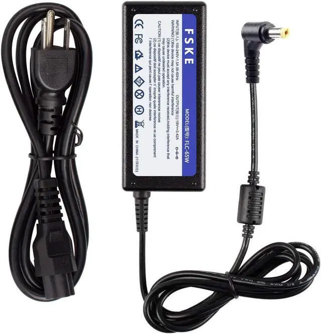 Main image of FSKE 65W 19V 3.42A Laptop Charger for ACER Aspire E15 E13 E14 E1-571 E1-572 E5-571 F5-571 ES1-512 ES1-531 V3-571 Notebook PC Power Cord Supply Computer Charger Portable AC Adapter, 5.5x1.7mm