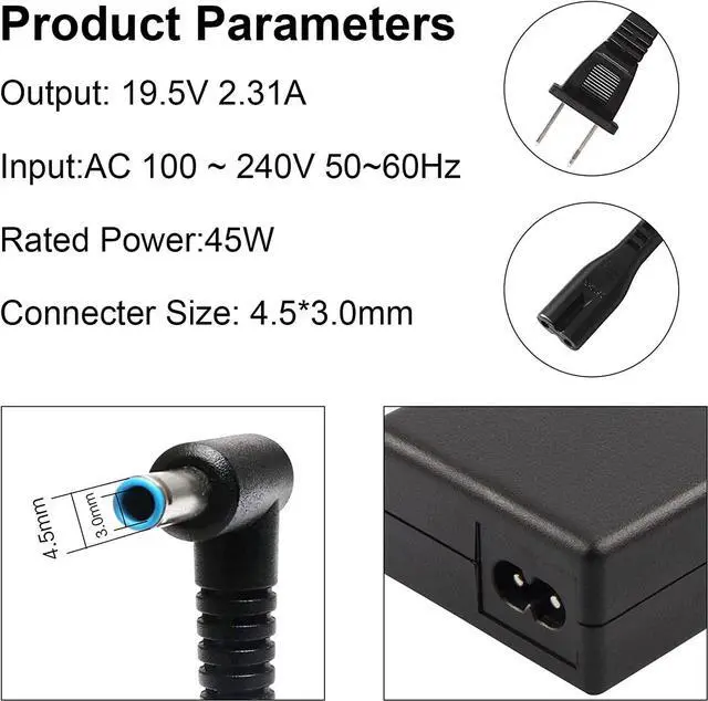 Alt view image 2 of 7 - Fancy Buying for Hp Spectre X360; Stream 11 13 14; Elitebook Folio 1040 G1 G2 G3; Split 13 Pavilion X360 M3; Touchsmart 15 13 M6 250 255 355 455 G3 G4 G5 19.5V 2.32.31A 45W AC Adapter Laptop Charger