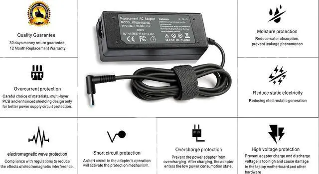 Alt view image 6 of 6 - 65W Laptop Charger for HP Stream 13 11 14 Envy x360 x2 13 15 M6 probook 640 650 G2 430 440 450 G3 G4 Lenovo Ideapad 110 120s 130s 310 320 330 510 520 530s 710s Adapter Power Supply Cord[4.5mmx3.0mm]