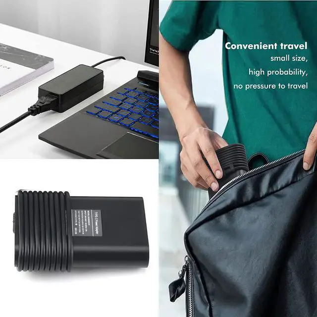 Alt view image 6 of 7 - DJW 65W Type-C Ac Adapter/Power Cord Supply for Dell XPS 12 9250 XPS 13 9350 9360 9365 ; Latitude 7275 7370 7375 LA65NM170 DA65NM170 ; Venue8 pro 5855