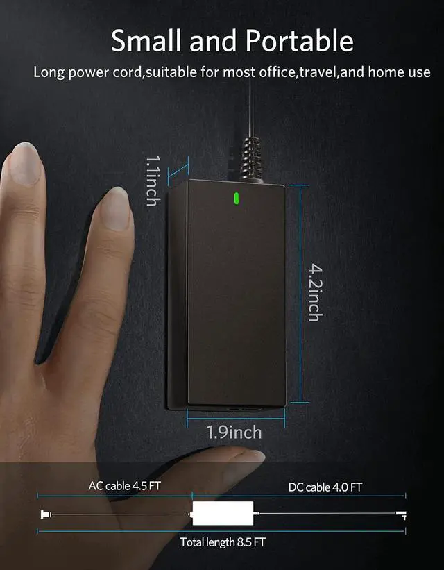 Alt view image 5 of 7 - Laptop Charger for Acer Aspire 65W 19V 3.42A AC Charger fit Acer Spin Aspire 1 3 5 E5 V5 R15 E5-575 A515-51 A515-54 R5-571TG, Chromebook CB3 CB5 14 15 A13-045N2A A11-065N1A Ultrabook Power Supply Cord