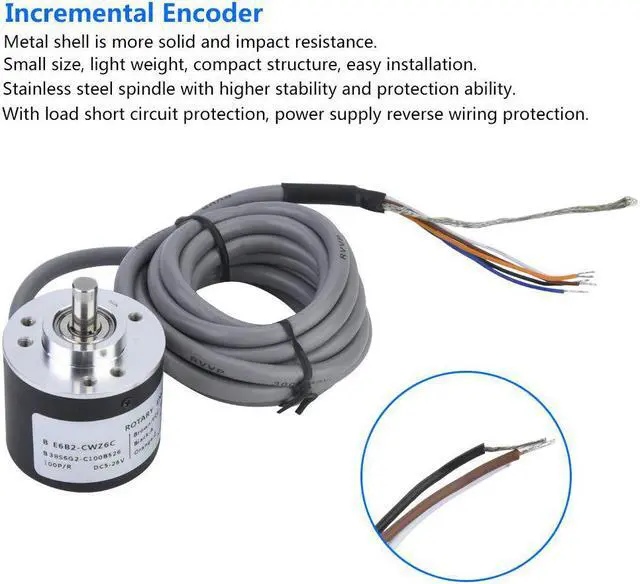 Alt view image 2 of 7 - General-Purpose Encoder, Cable Length 2m ASIC Devices 38mm Diameter Encoder Anti- Interference for Power Supply Reverse Wiring Protection Conversion(100P/R)