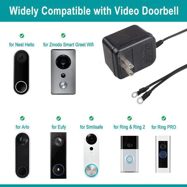 Alt view image 2 of 6 - 16ft/5m 18V 500mA Power Supply Doorbell Transformer Cord AC Adapter for Ring Video Doorbell 2 Pro Camera Battery