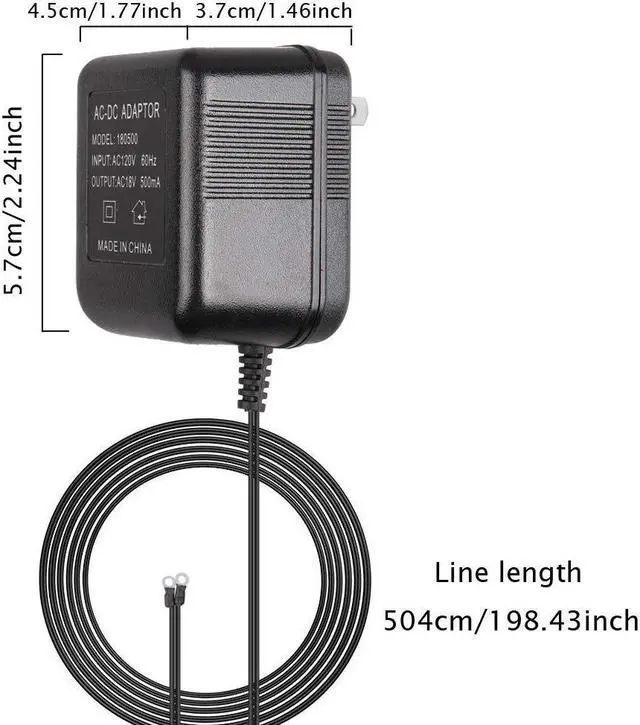 Alt view image 4 of 6 - 16ft/5m 18V 500mA Power Supply Doorbell Transformer Cord AC Adapter for Ring Video Doorbell 2 Pro Camera Battery