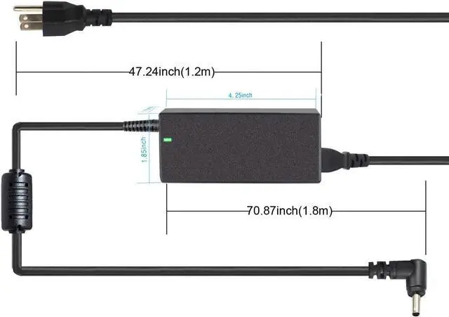 Alt view image 2 of 6 - 65W AC Adapter Charger for Acer Chromebook 11 R11 13 14 15 C720 C730 C731 CB3 CB5 CB3-111 CB3-131 CB3-132 CB5-311 CB3-431 CB3-531;Aspire P3 P3-131 R11 R14 R5-471T S7 S7-191 S7-391 S7-392 PA-1450-26