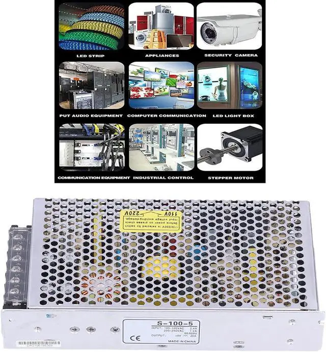 Alt view image 3 of 7 - Switching Power Supply AC 100-220V to DC 12V/20V/24V Quick Heat Dissipation 3 Models DC Adapter for Computer Project Monitor Camera AC to DC Power Supply(S-100-5)