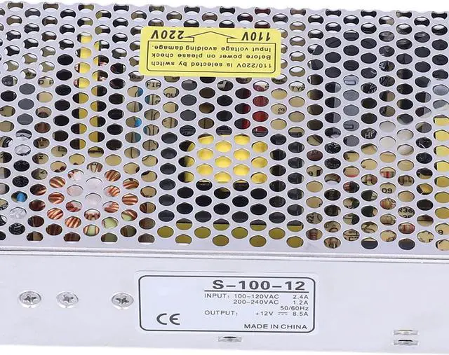 Alt view image 7 of 7 - Switching Power Supply AC 100-220V to DC 12V/20V/24V Quick Heat Dissipation 3 Models DC Adapter for Computer Project Monitor Camera AC to DC Power Supply(S-100-12)