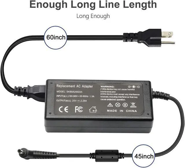 Alt view image 4 of 7 - 65W Charger for Lenovo Laptop - IdeaPad 1 3 5, Flex 4 5 6 1470 1480, Lenovo V14 V15 V17 G2 G3 G4 Adapter;IdeaPad 110 110s 310 330 330s 520 530s 710s L340 S145 S340 S540; Yoga 720 710 510 Power Supply