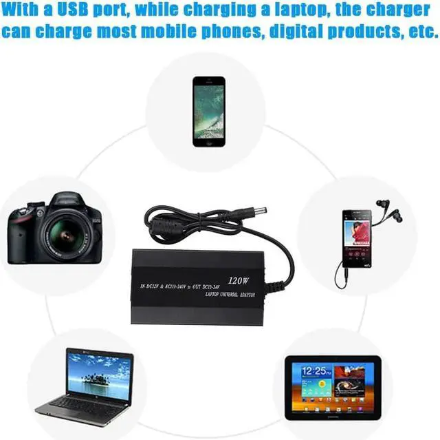 Alt view image 5 of 7 - Notebook Power Adapter, Universal Laptop Charger with 34 DC Connectors for Home and Car, Multiple Voltage Adjustable Design, Charge Most Mobile Phones, Digital Products(US Plug)