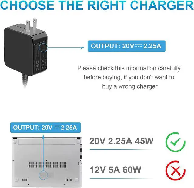Alt view image 3 of 7 - TREE.NB Charger AC Adapter for Lenovo IdeaPad 100 100s 110s 110 310 510 510 710 710s, Yoga 710 510 /Flex 4 Series Laptops ADL45WCC ADL45WCD PA-1450-55LL