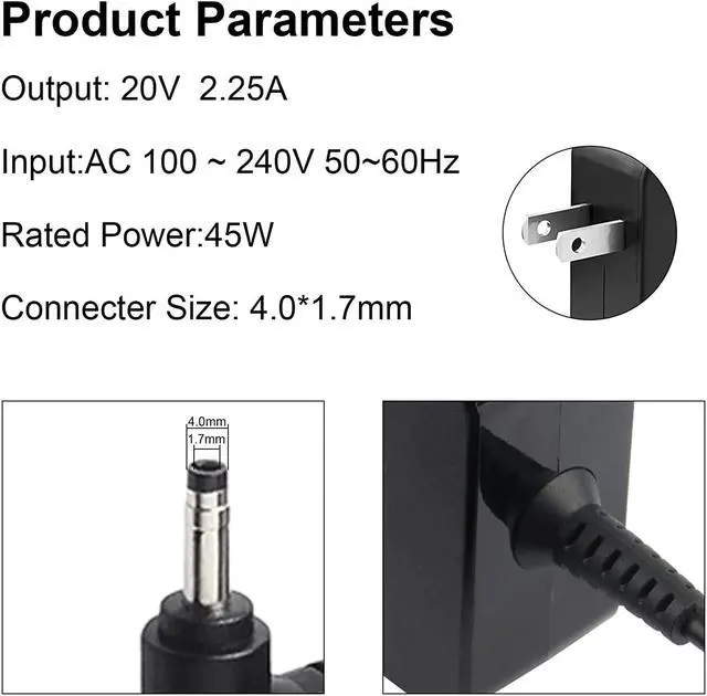 Alt view image 5 of 7 - TREE.NB Charger AC Adapter for Lenovo IdeaPad 100 100s 110s 110 310 510 510 710 710s, Yoga 710 510 /Flex 4 Series Laptops ADL45WCC ADL45WCD PA-1450-55LL