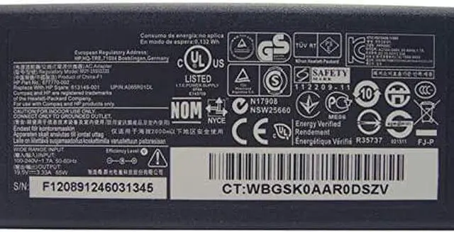 Main image of 100% Original 19.5V 3.33A 65W 4.81.7mm PPP009C 67777-002 Laptop Power Supply Compatible for HP Pavilion Sleekbook Envy 4 Envy 6 Series with US Cable