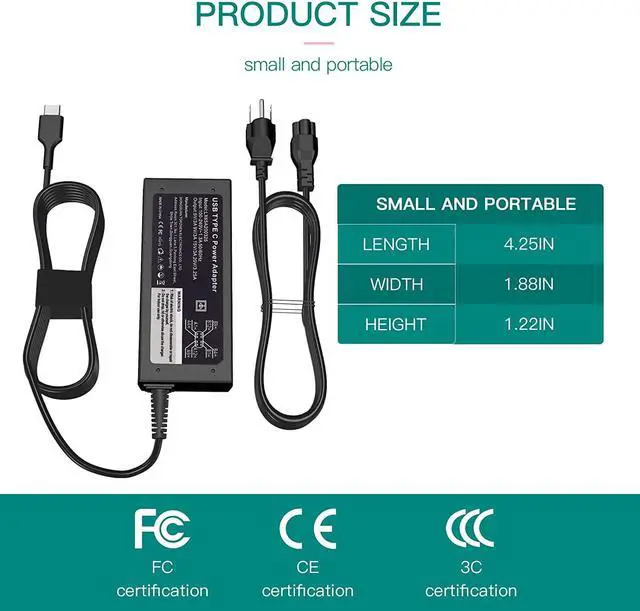Alt view image 4 of 7 - NACKEEY 65W USB C Laptop Charger fit for Lenovo IdeaPad Flex 5 3 CB 5-15 5-15ARE05 5-15IIL05 5-14ITL05 5-14ALC05 CB-13IML05 82AD 82A1 82AA 82A4 82A5 82A2 82FV ADLX65YDC2A ADLX65YLC3A Power Adapter