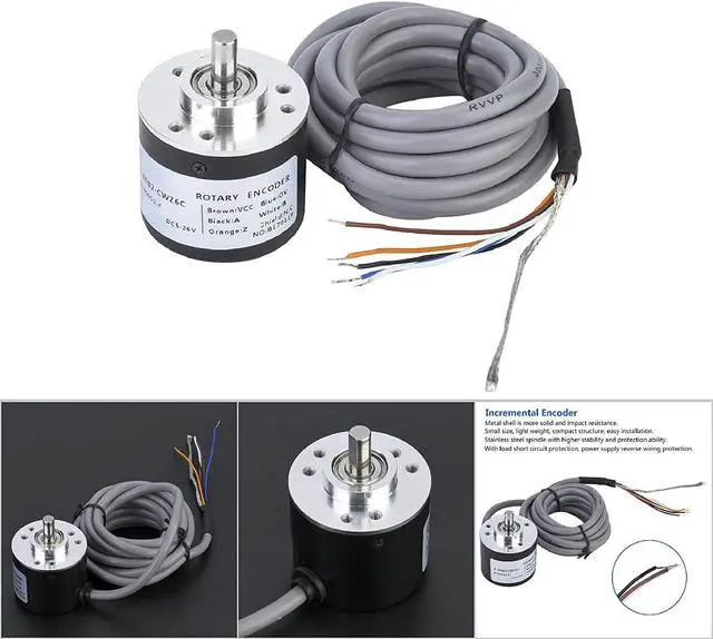 Alt view image 2 of 7 - Incremental Encoder, Encoder Anti- Interference ASIC Devices 38mm Diameter Cable Length 2m for Power Supply Reverse Wiring Protection Conversion(600P/R)