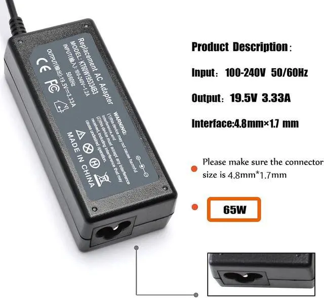 Alt view image 4 of 7 - Gomarty AC Adapter Charger for HP Pavilion Sleekbook 14-b000 14-b000ed Envy Touchsmart 14-k00tx 14-k047tx 693715-001 677770-001 677770-002 PPP009L-E PPP009D PPP09C Power Supply
