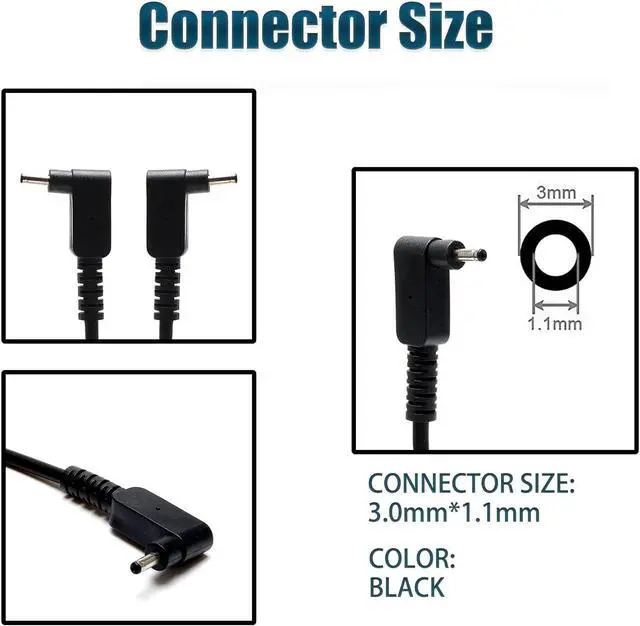 Alt view image 2 of 7 - 19V 3.42A 65W AC Adapter Charger Replacement for Acer Chromebook 11 C720 C720P C730 C730E C738T C740 CB3 CB5 C720-2420 C720-2800 C720-2802 C720-2827 C720-2844 C720-2848 C720-3404 C720-3605 Power Cord