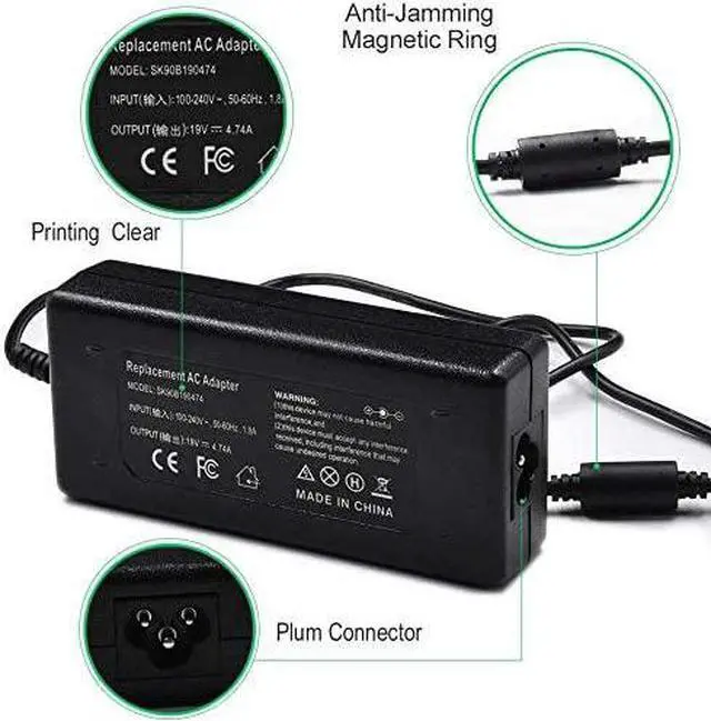 Alt view image 2 of 7 - AC Adapter Charger for HP 21z Touch All-in-one PC; HP 19xt Windows 7 All-in-One PC, 19-2235t; HP 21t Windows 7 Touch All-in-one PC.