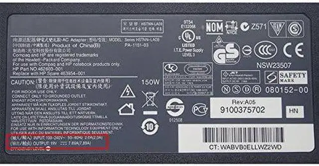 Alt view image 4 of 7 - 19V 7.89A 150W Laptop Power Supply Compatible for HP Omni 100 MS200 MS218CN HSTNN-LA09 462603-001 PA-1151-03 AC Adapter
