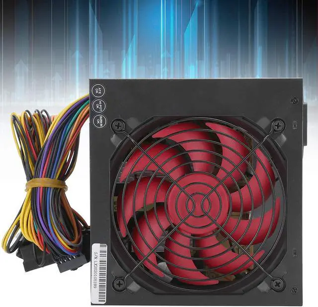 Alt view image 2 of 7 - PC Power Supply Quiet Cooling Fan Power Supply for PC Computer Accessories Red Fan Manual Adjustable 115/230V ATX-250W(Black)