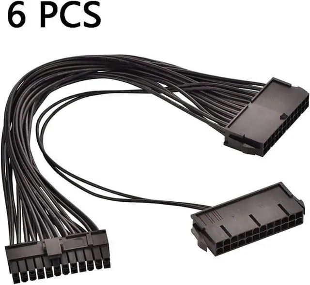 Alt view image 2 of 6 - YANGQI yaoqijie 6PC ATX 30cm 24 Pin Dual PSU Power Supply Extension Cable Synchronous Cord Fit for Computer Cable Connector Fit for Mining 24Pin 20+4pin Lasting (Cable Length : 0.3m)
