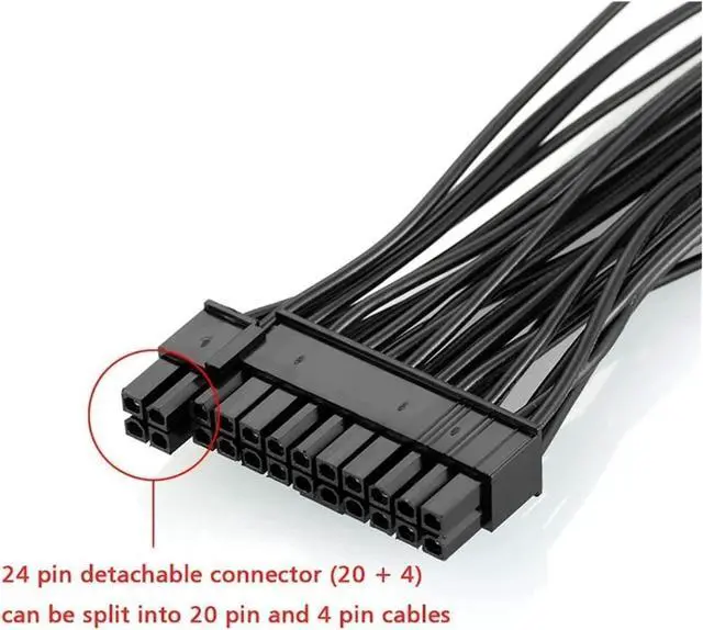Alt view image 6 of 6 - YANGQI yaoqijie 6PC ATX 30cm 24 Pin Dual PSU Power Supply Extension Cable Synchronous Cord Fit for Computer Cable Connector Fit for Mining 24Pin 20+4pin Lasting (Cable Length : 0.3m)
