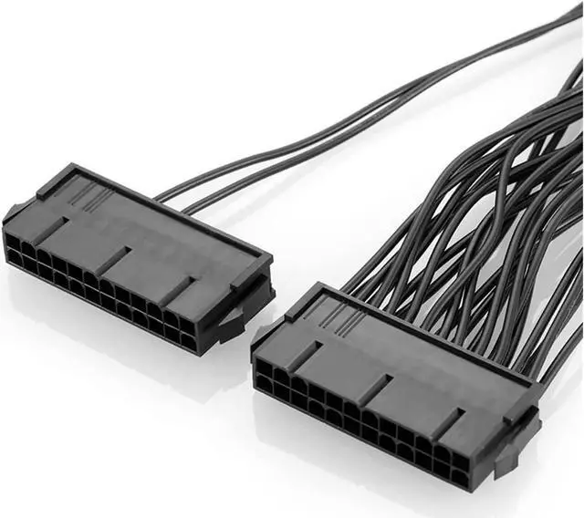 Alt view image 4 of 6 - YANGQI yaoqijie 6PC ATX 30cm 24 Pin Dual PSU Power Supply Extension Cable Synchronous Cord Fit for Computer Cable Connector Fit for Mining 24Pin 20+4pin Lasting (Cable Length : 0.3m)