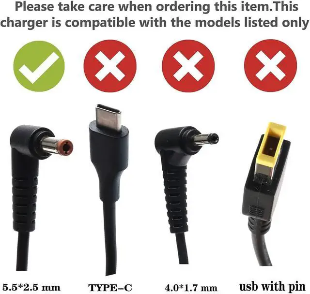 Alt view image 2 of 7 - 65W Laptop Charger for Lenovo ideapad Y510P Z570 G570 P500 G580 Y580 N580 Y500 Z560 Z580 U310 G780 Lenovo V570 B570 B560 B575 PA-1650-56LC CPA-A065 ADP-65KH B Lenovo Essential G560 G550 AC Adapter
