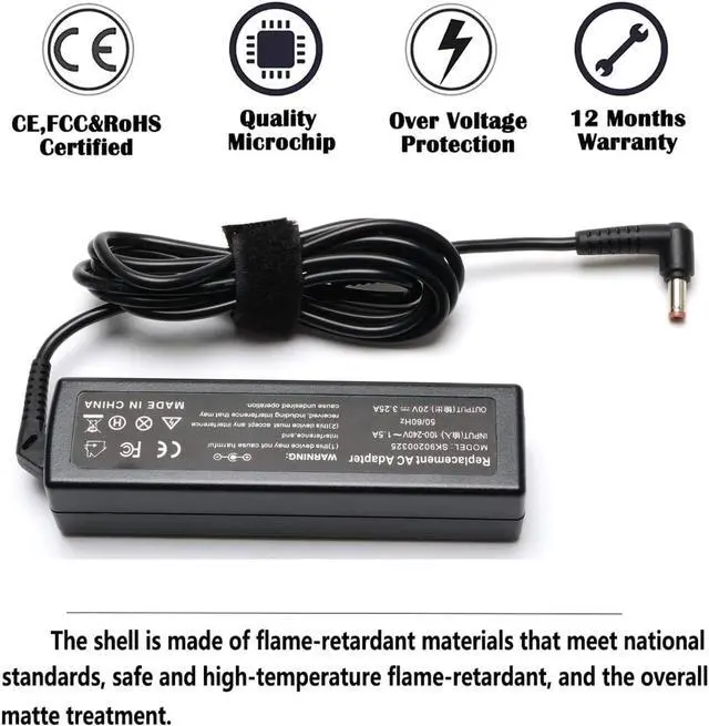 Alt view image 3 of 7 - 65W Laptop Charger for Lenovo ideapad Y510P Z570 G570 P500 G580 Y580 N580 Y500 Z560 Z580 U310 G780 Lenovo V570 B570 B560 B575 PA-1650-56LC CPA-A065 ADP-65KH B Lenovo Essential G560 G550 AC Adapter