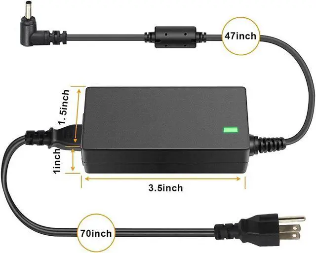 Alt view image 2 of 6 - 65W Ac Adapter Charger Compatible with Acer Chromebook 15 14 13 11 R11 CB5-571 CB3-431 CB3-131 CB5-132T CB5-571 C720 C740 PA-1450-26 PA-1650-80 N15Q9 N16P1
