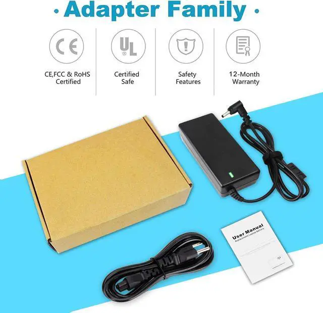 Alt view image 6 of 6 - 65W Ac Adapter Charger Compatible with Acer Chromebook 15 14 13 11 R11 CB5-571 CB3-431 CB3-131 CB5-132T CB5-571 C720 C740 PA-1450-26 PA-1650-80 N15Q9 N16P1