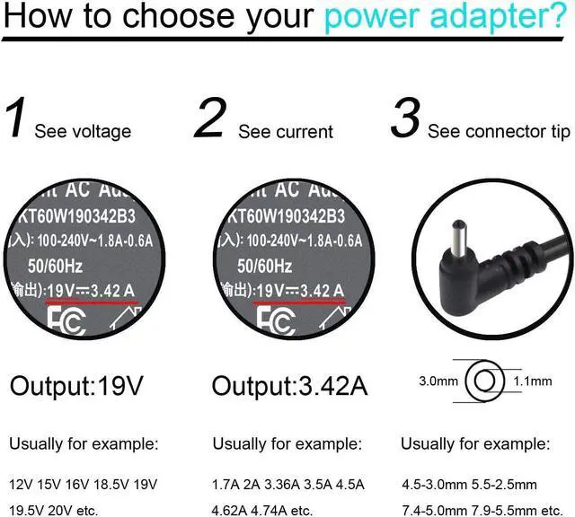 Alt view image 5 of 6 - 65W Ac Adapter Charger Compatible with Acer Chromebook 15 14 13 11 R11 CB5-571 CB3-431 CB3-131 CB5-132T CB5-571 C720 C740 PA-1450-26 PA-1650-80 N15Q9 N16P1