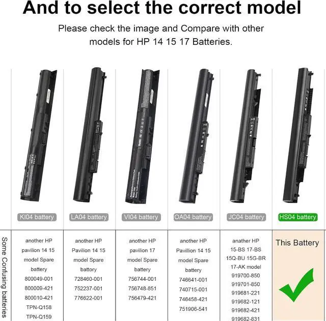 Alt view image 6 of 7 - ARyee Laptop Battery Replacement for 807956-001 807957-001 HS04 HS03 807612-421 807611-221 240 G4 HSTNN-LB6U HSTNN-DB7I HSTNN-LB6V TPN-I119 807611-421 807611-131