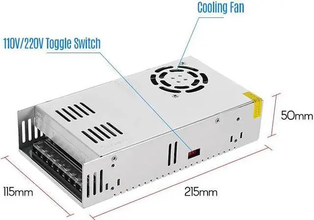 Alt view image 5 of 5 - Fesjoy Power Supply, DC 24V 15A 360W Universal Regulated Switching Power Supply for 3D Printer Ender-3 LED Strip Light Computer Project Home Appliance