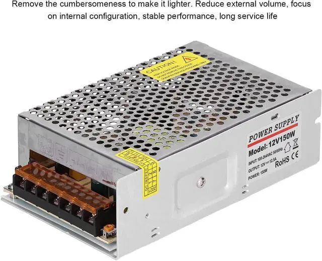Alt view image 4 of 7 - LANTRO JS - YY-150-12 Regulated Switching Power Supply, 12V 150W 12.5A LED Security Monitoring for Electrical Equipment 160 x 98 x 50mm