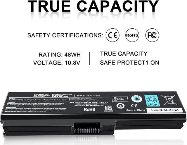 Alt view image 5 of 7 - New Replacement PA3817U-1BRS Battery for Toshiba Satellite C655 C675 C675D L645 L645D L655 L655D L675 L675D L745 L755 L755D P745 P755 P775 M645 A660 A655 PA3817U Series Battery -12 Months Warranty
