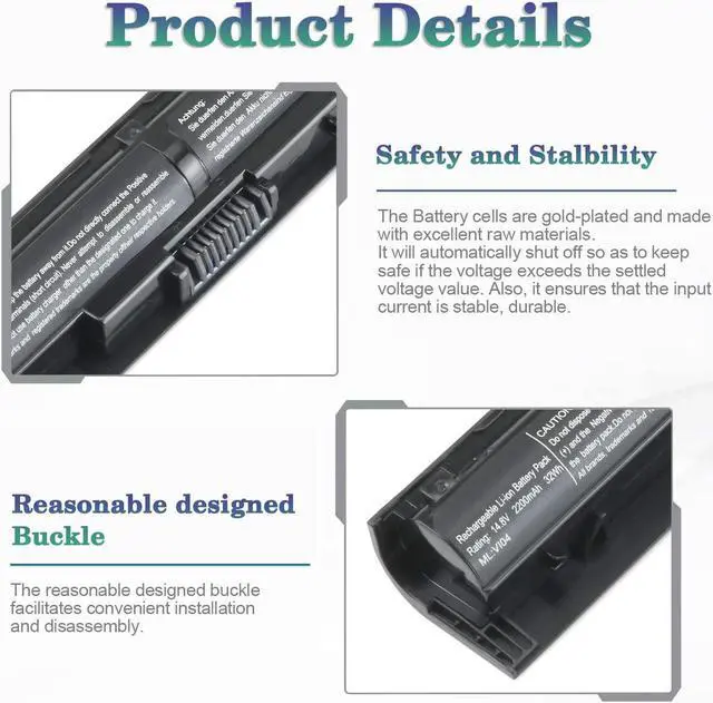 Alt view image 3 of 7 - VI04 V104 Replacement Laptop Battery for HP Envy 14 15 17 Series HP Pavilion 15 17 Notebook Series TPN Q139 Q140 Q141 Q142 Q143 Spare 756743-001 756744-001 756745-001 756479-421 756478-421 756478-851