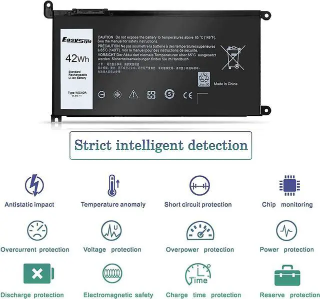 Alt view image 6 of 6 - WDX0R Replacement Laptop Battery for Dell Inspiron 13 15?5000 7000 Series 5570 7579 7378 5567 5565 5379 5378 Latitude 3490 3590 3340 3400 3390 3500 3190 Vostro 5468 5568 Y3F7Y P69G 3CRH3 11.4V 42Wh